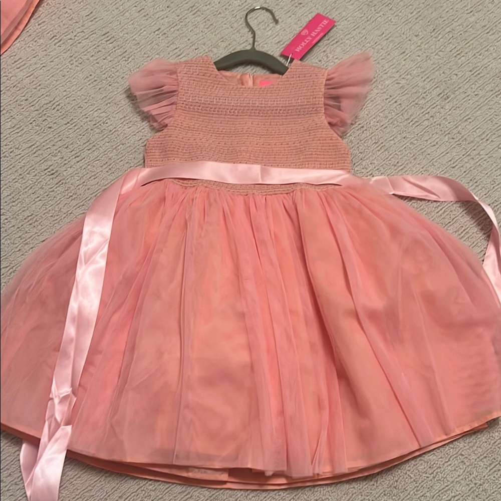 Pink Tulle Dress with Ribbon, size 5-6 years